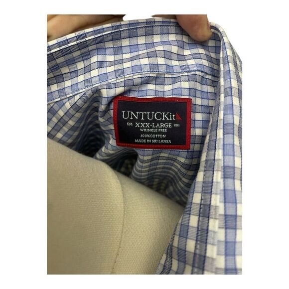 Untuckit Men’s Big & Tall Graph Check Button Down Dress Shirt Size 2XL - Picture 3 of 5